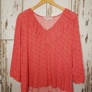 Loft red blouse with little white hearts